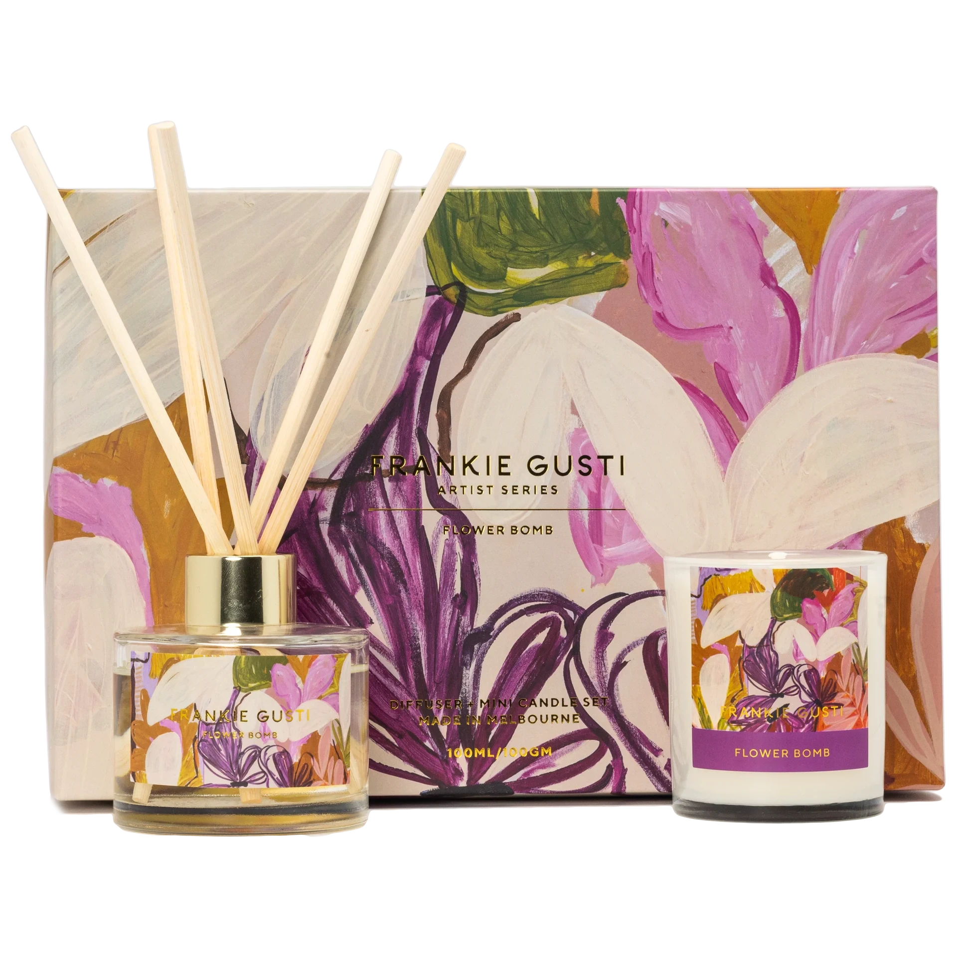 Pistachio + Salted Coconut - Candle & Diffuser Set - Frankie Gusti - Poppy Rose Flowers Brisbane
